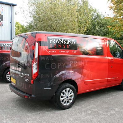 Franking Sense - digitally printed part wrap red vehicle