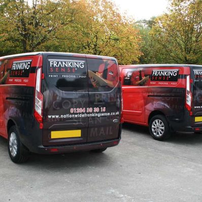 Franking Sense fleet - digitally printed part wrap on red vehicle