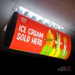 Freelight plus illuminated suspended sign advertising walls ice cream