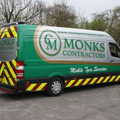 Monks Contractors - cut vinyl vehicle graphics with full chapter-8 kit to rear and side