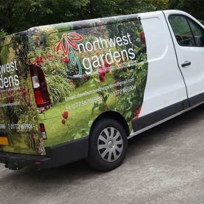 Northwest Gardens - digitally printed part vehicle wrap