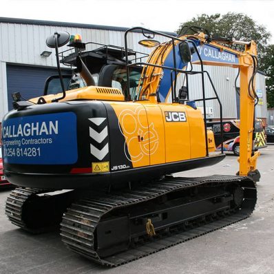 O'Callaghan JCB digger - cut and reflective vinyl vehicle graphics