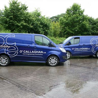 O'Callaghan transit custom fleet - cut reflective vinyl vehicle graphics with chapter-8 kit