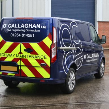 O'Callaghan transit - print and custom cut reflective vehicle graphics with chapter-8 kit