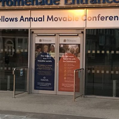 Oddfellows Conference 2017 - contravision and regular window vinyl