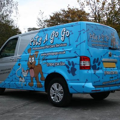 Pets A Go Go - full colour digitally printed part vinyl van wrap