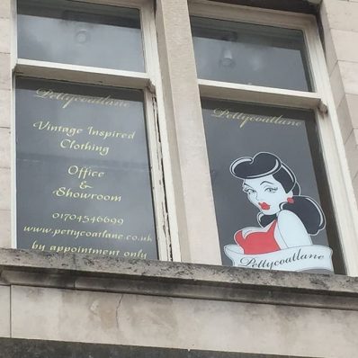 Pettycoatlane - contour cut digitally printed window graphics
