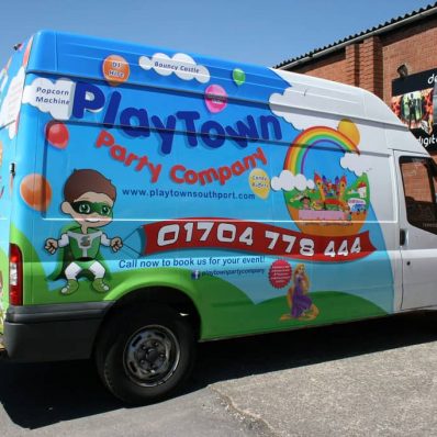Playtown - digitally printed vinyl graphics full vehicle wrap