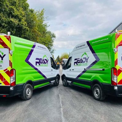 Ready Plant Hire - digitally printed fitted vehicle wrap and chapter-8 kit to rear fleet