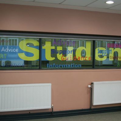 Southport Student Services - full colour digitally printed wall and window graphics