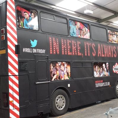 TGI Fridays - digitally printed bus wrap with matte finish