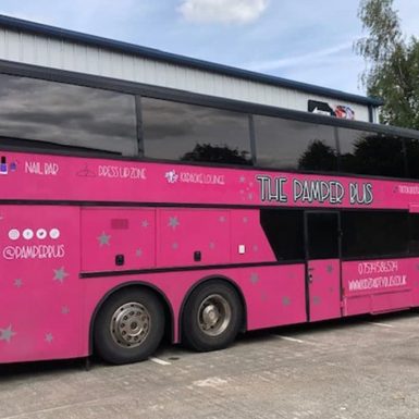The Pamper - bus wrap in digitally printed vinyl graphics