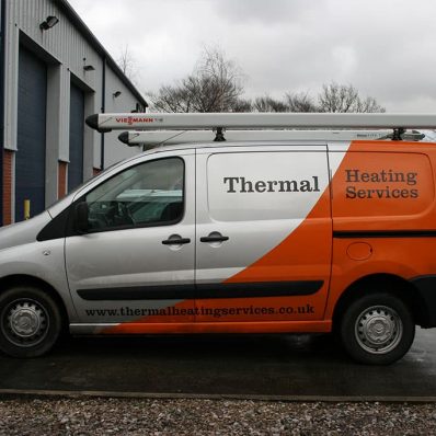 Thermal Heating Services - part wrap cut text and part wrapped recesses