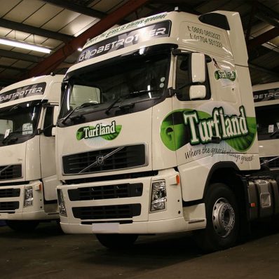 Turfland truck fleet - digitally printed cut vinyl graphics