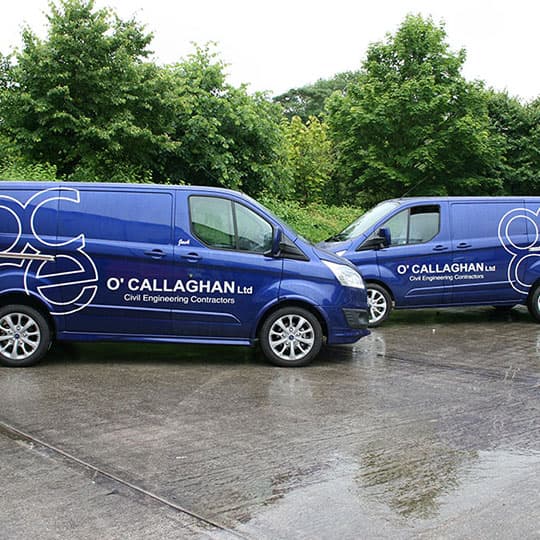 Vehicle fleet with cut graphics - banner