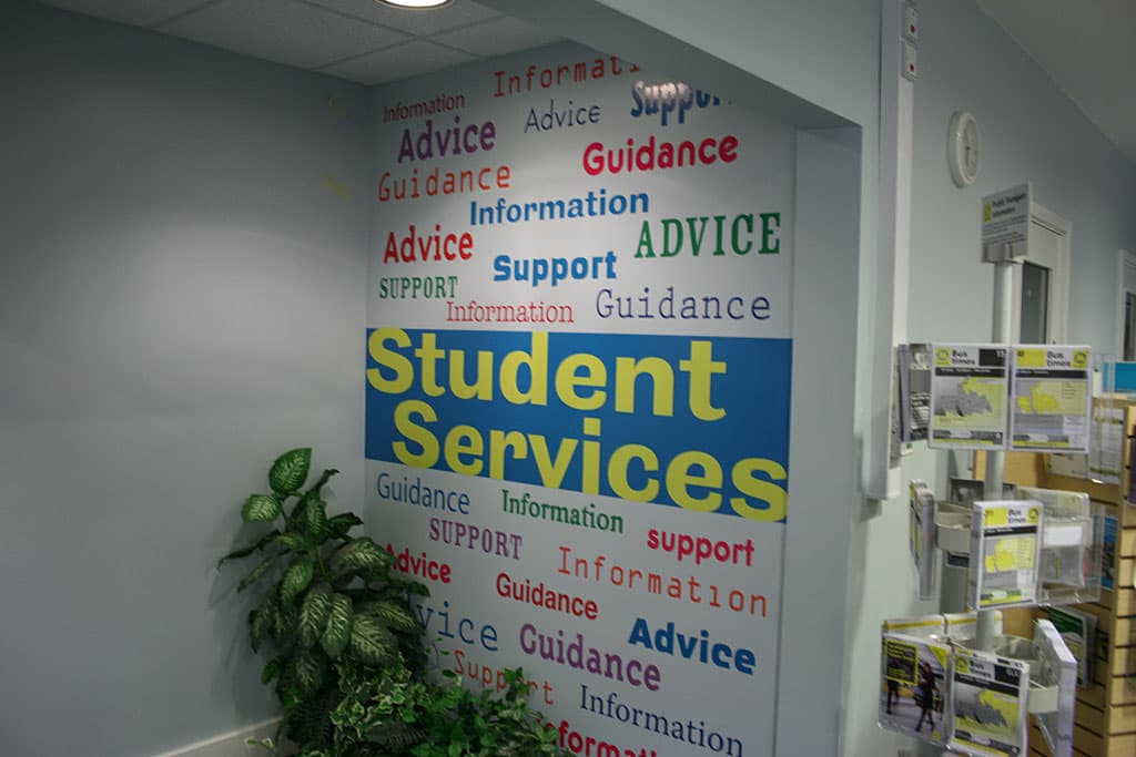 southport-student-services-fret-cut-wall-graphics Southport Student-Services - digitally printed cut wall graphics