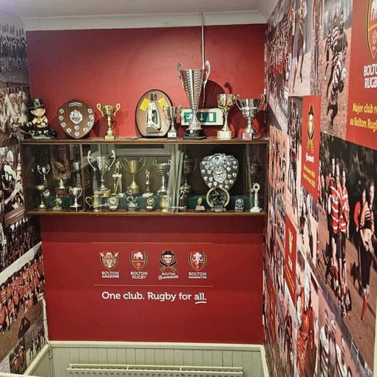 Bolton Rugby Club - digitally printed one-piece wallpaper on trophy wall