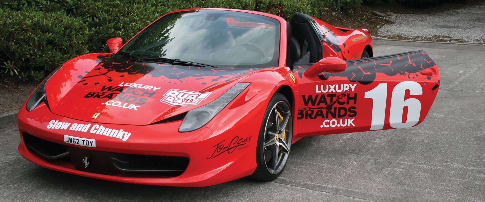 Vehicle with graphic on Ferrari mockup