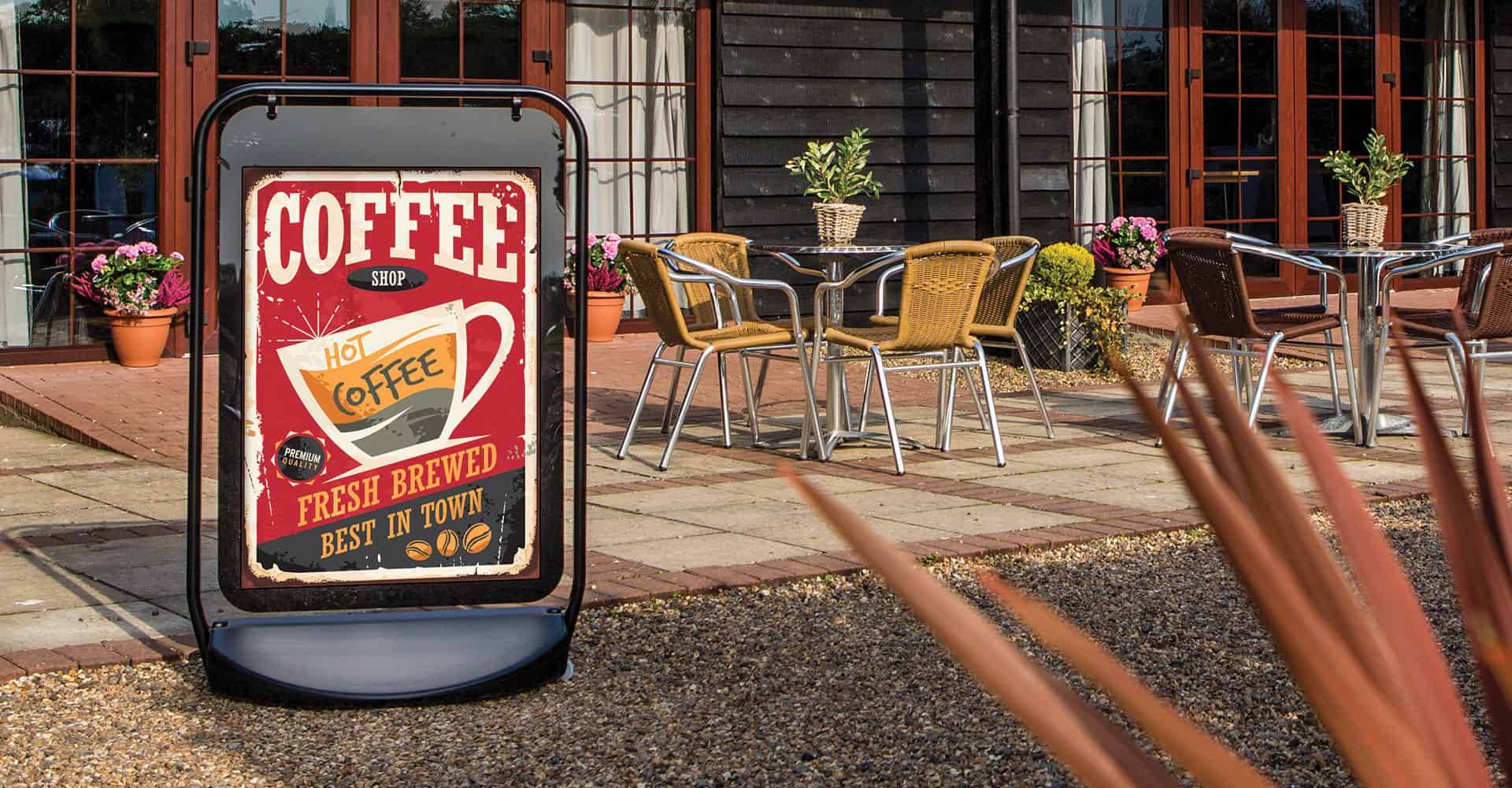 Pavement sign with Coffee Shop design mockup
